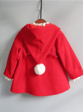 豆豆*衣橱女童夹棉毛呢大衣女宝宝中长款保暖外套180410