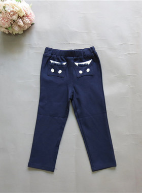 宝儿秋款小童裤子童装休闲裤宝宝可爱儿童弹力人棉长裤60925
