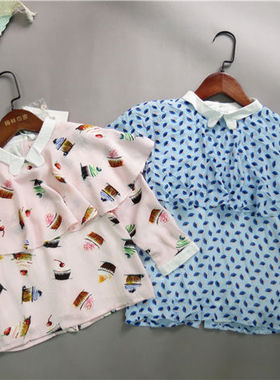 春夏款宝儿童装衬衫女童飘逸雪纺衫61680