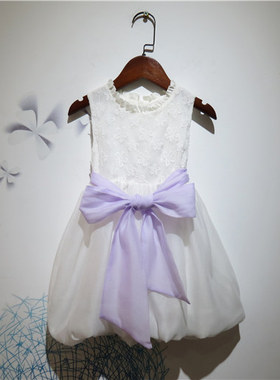 夏款宝儿童装连衣裙甜美蕾丝公主裙里纯棉系带连衣裙19717