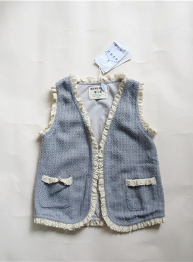 春秋巴沙丁丁童装马甲中大童针织开衫女童百搭外穿坎肩外搭69736