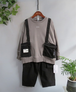 boabo宝儿宝童装休闲套装儿童春秋圆领假两件上衣+裤子两件套