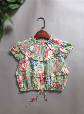 宝儿夏款童装蝙蝠衫花色纯棉小衫上衣19079