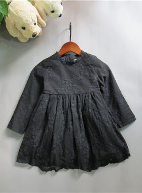 春秋款女童蕾丝连衣裙中大童童装复古全蕾丝气质纱裙70113