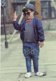 韩国宝儿童装牛仔裤春秋款帅气男宝宝跨裤男童牛仔小脚裤16082