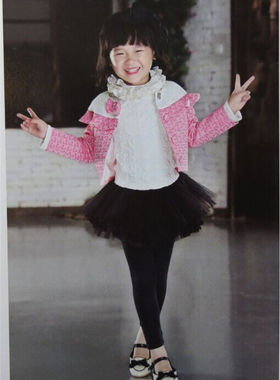 春秋款可爱蝴蝶结外套花边上衣韩国宝儿女童装短款开衫外套21735