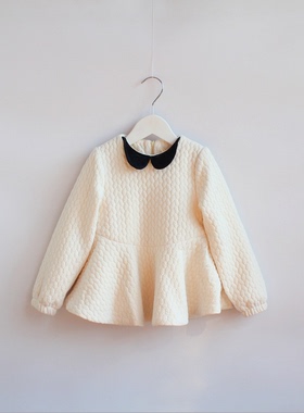 秋冬宝儿童装打底衫修身加绒上衣娃娃领女童裙式打底衫25316