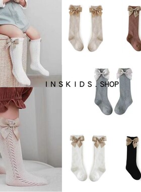 21夏季西班牙风宝宝镂空网眼蝴蝶结袜子婴儿精梳棉女童薄款公主袜