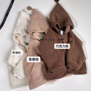 ins2024秋冬新款北欧男童女童羊羔绒保暖大衣宝宝摇粒绒加厚外套