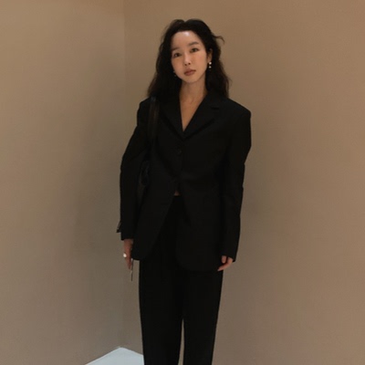 韩国正品女装代购 Maybe-baby春秋英伦风宽松翻领小西装短外套潮