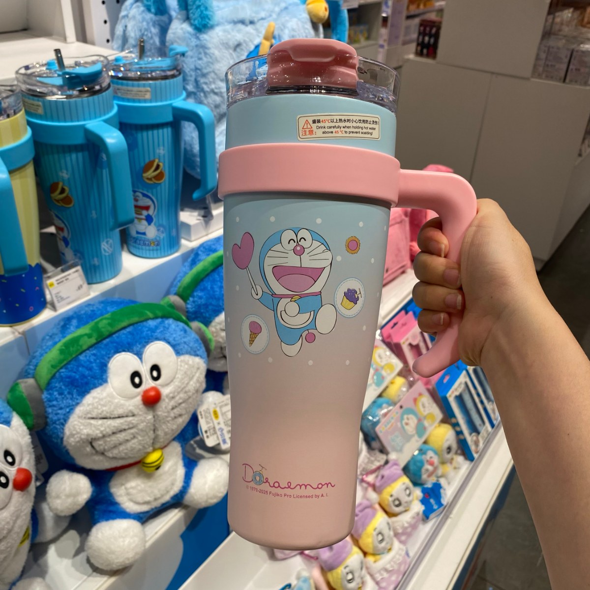 KKV正品哆啦A梦联名款保温杯316不锈钢可爱卡通大容量水杯波霸杯