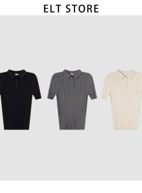 坑条翻领短袖T恤M0333