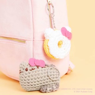 Hello kitty x Pusheen钥匙扣手工DIY编织钩针甜甜圈KT胖吉猫挂件