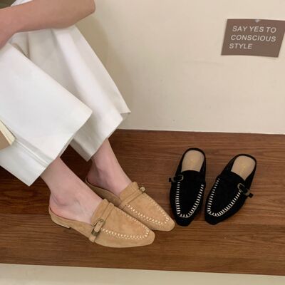 复古绒面深口单鞋女2026春秋新款小个子内增高鞋子舒服软底乐福鞋