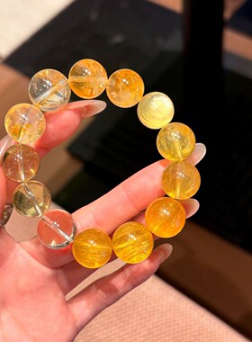原创天然黄水晶发财手串