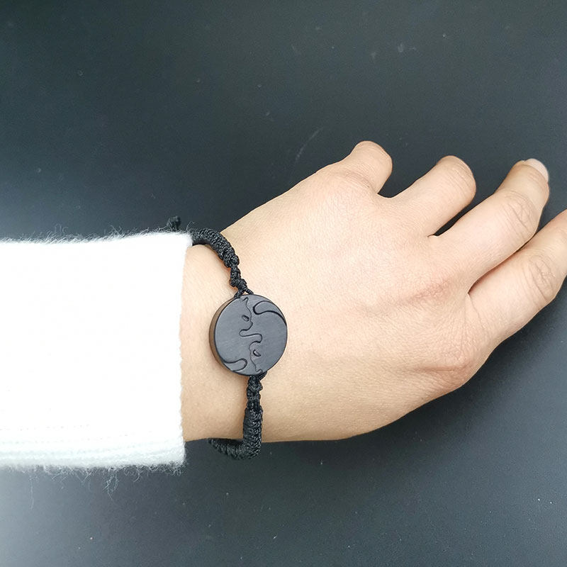 红檀木阴阳猫黑檀木项链猫咪吊坠鸳鸯手链毛衣链礼物情侣男女创艺