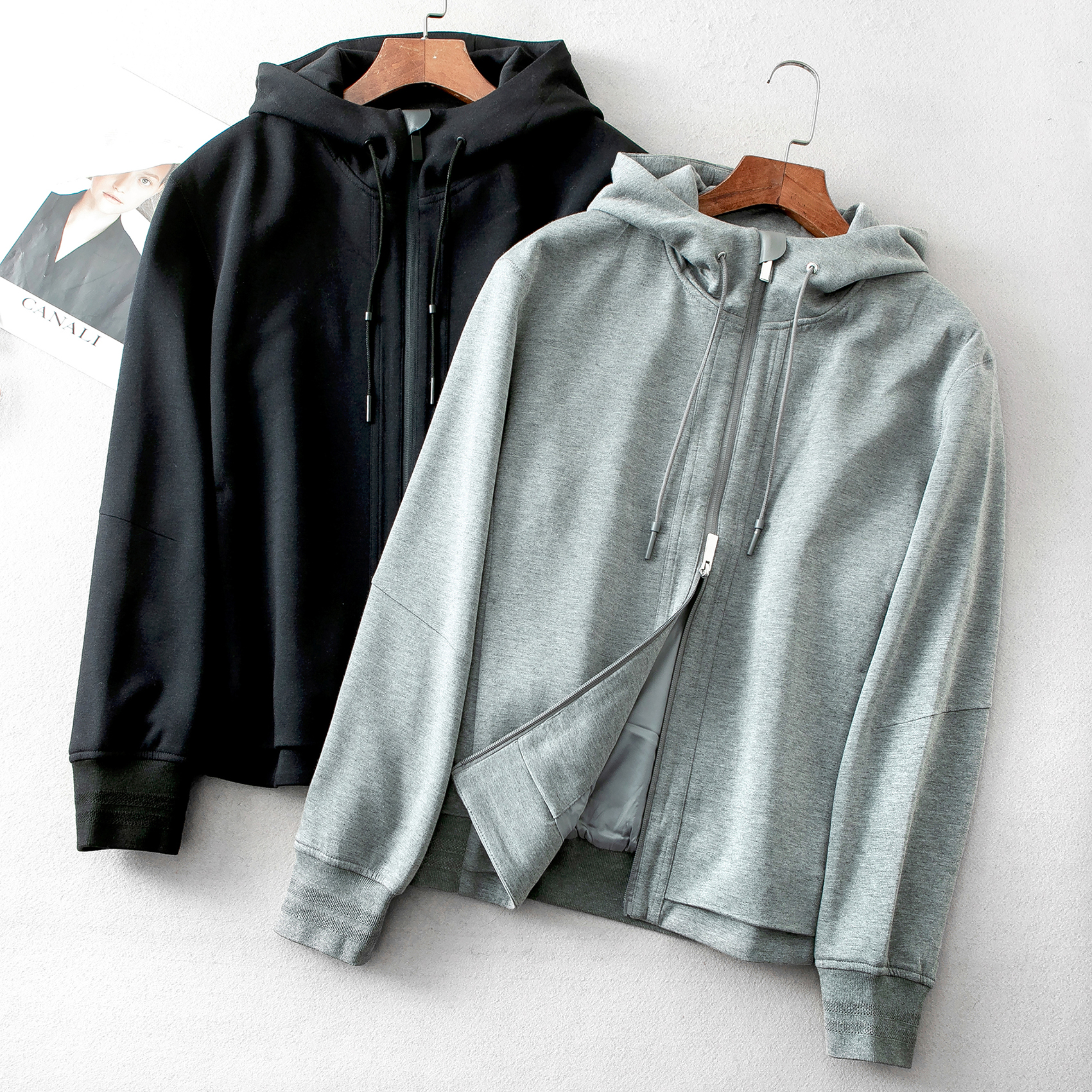 时尚3D结构式裁剪 羊毛空气层 运动休闲连帽卫衣男士外套251069