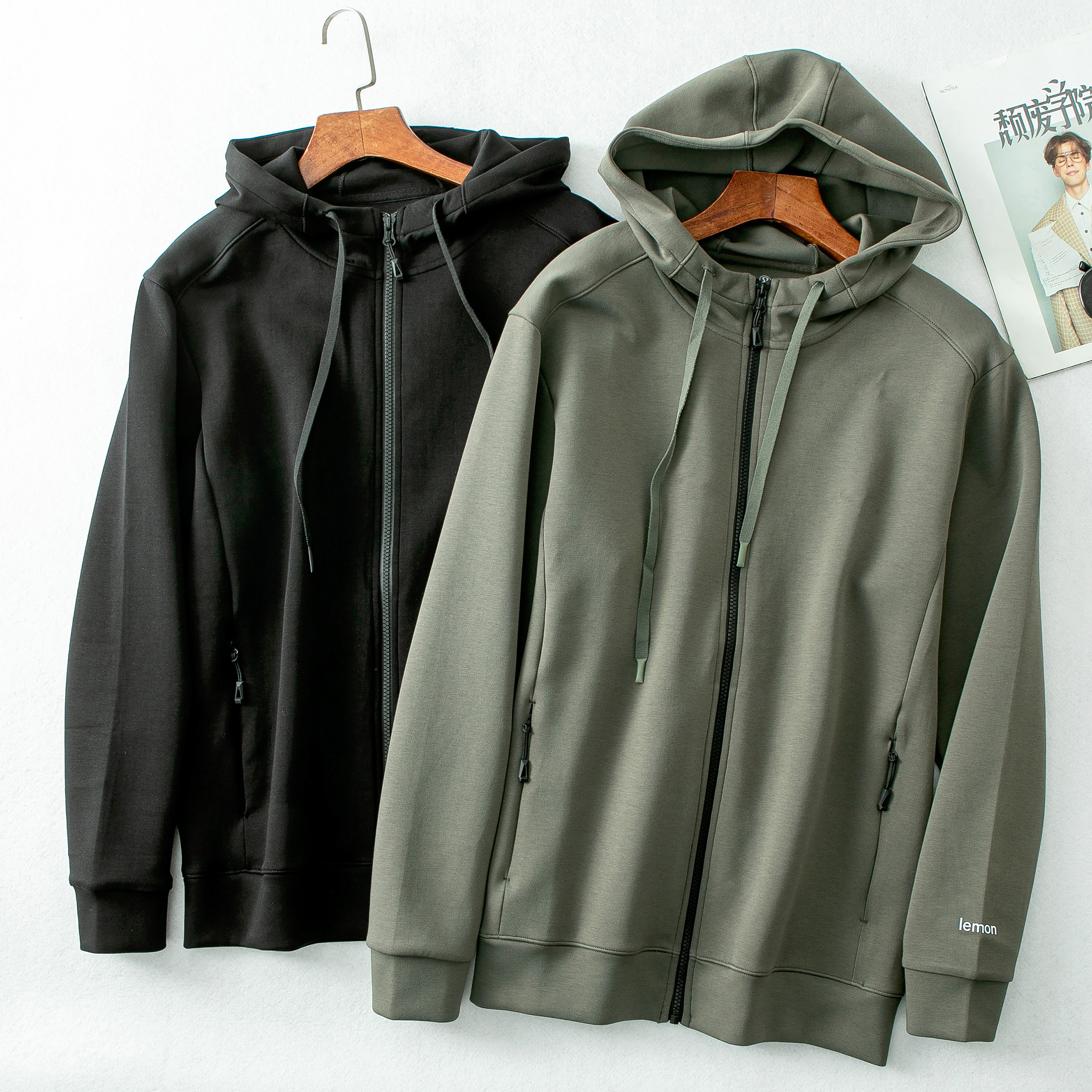 打造健硕时尚身姿 原厂单 简约连帽拉链运动休闲针织卫衣男251077