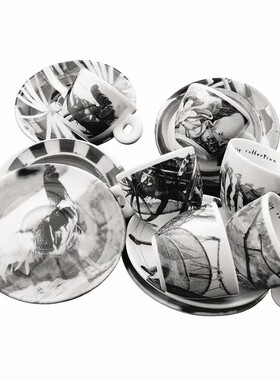 意大利illy咖啡1999年典藏车站黑白照片艺术浓缩咖啡杯大师款稀少