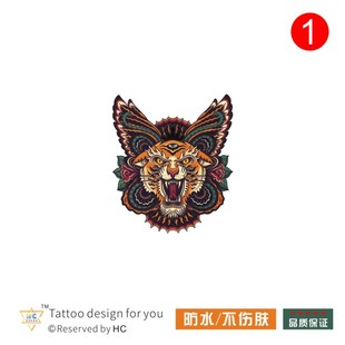 手背old school蝴蝶老虎纹身贴复古防水持久刺青男女欧美嘻哈街舞