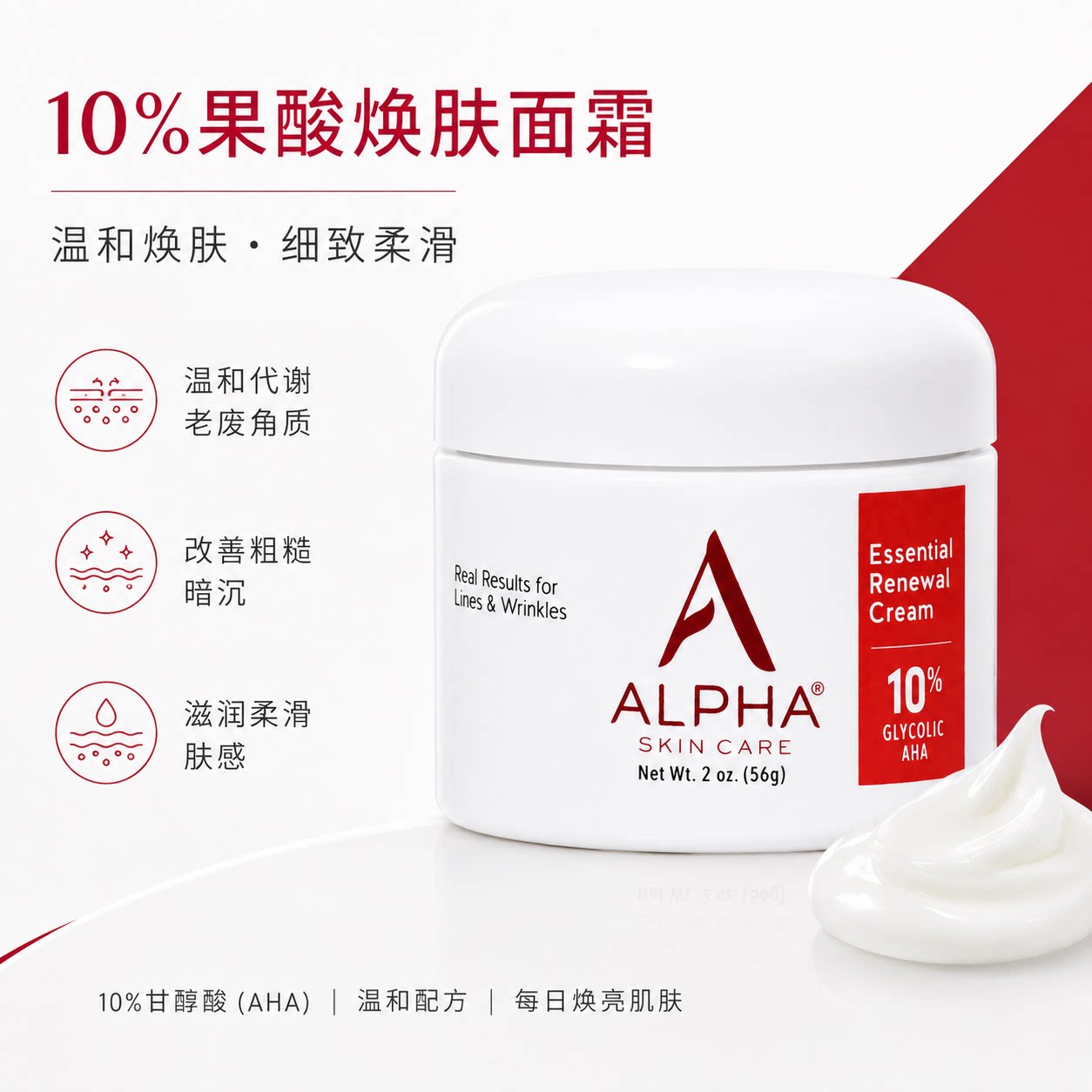 美国Alpha果酸面霜粗糙痘肌细嫩