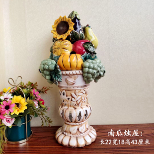 Blue sky陶瓷摆件布鲁瓷真金边陶瓷南瓜果蔬烛屋摆件家居装饰品