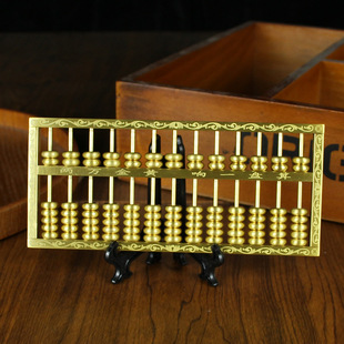 纯铜算盘黄金万两摆件办公室桌面铜器礼物纯铜金属工艺品摆摊小件