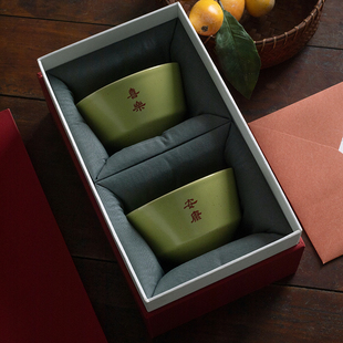 景德镇原创手写中式对碗喜碗定制餐具套装创意高档实用家用礼盒装