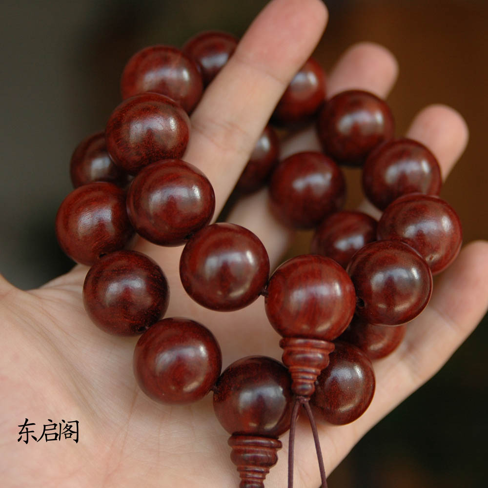 印度小叶紫檀木小叶紫檀佛珠手链手串鸡血22mm(只有2条)