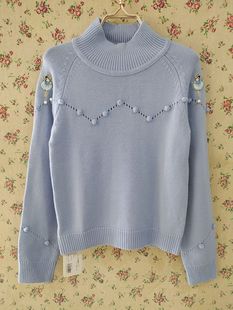 EYC02 秋冬女衫 淑女屋专柜正品 套头羊毛衣钉珠贴布绣百搭修身