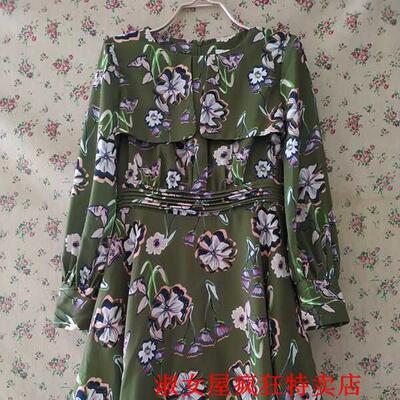 清仓专柜女裙秋新款军绿连衣裙