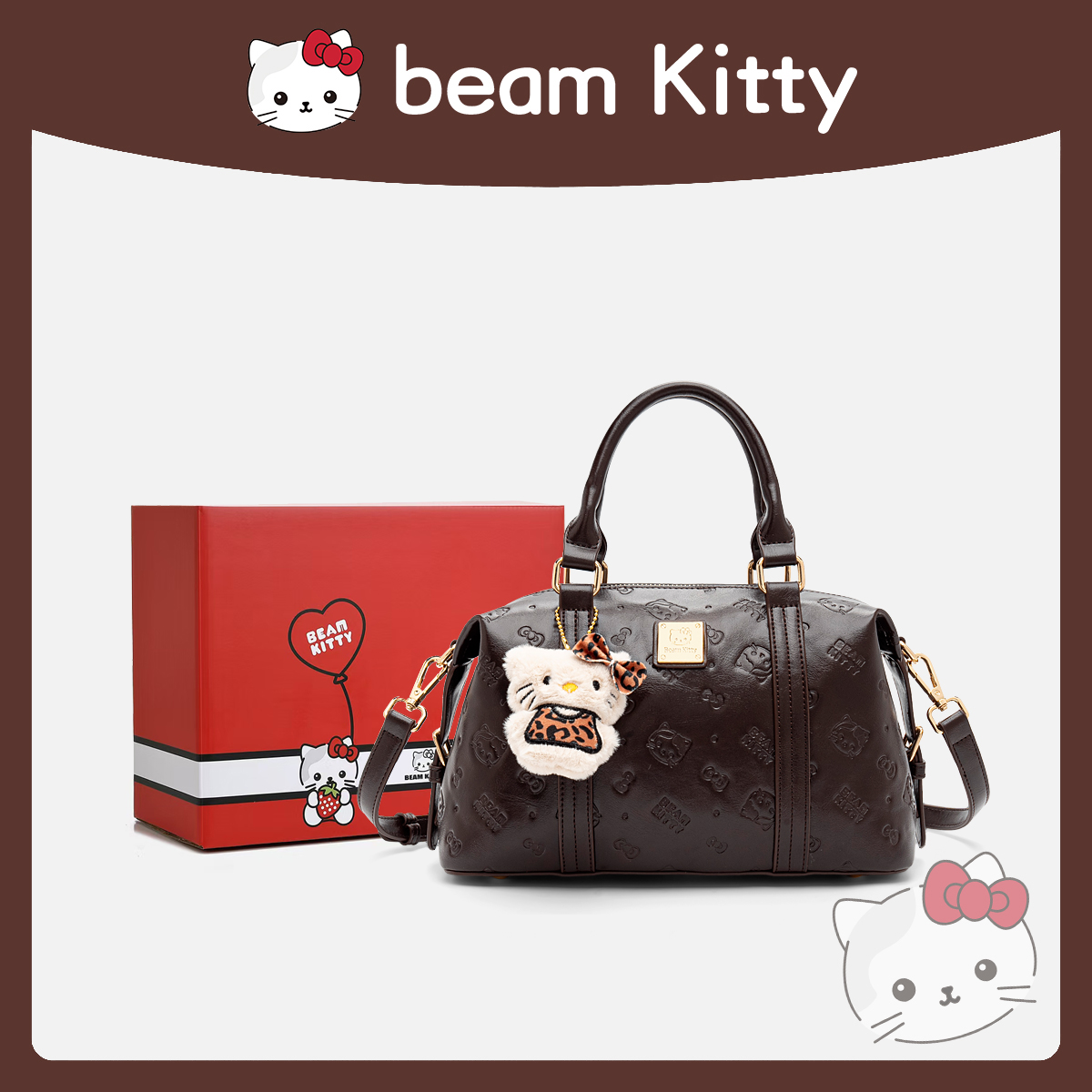 官方正品beamKitty2025新款卡通压花保龄球女包波士顿手提斜跨包
