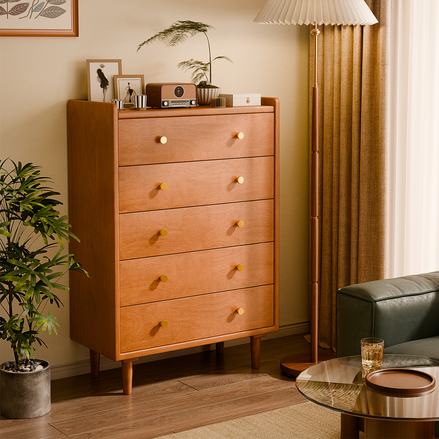 实木五斗柜卧室收纳柜抽屉柜