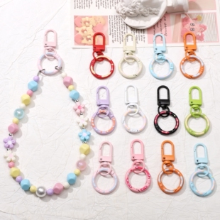 彩色多巴胺甜甜圈钥匙扣金属弹簧扣DIY配件材料包包挂件玩偶挂饰