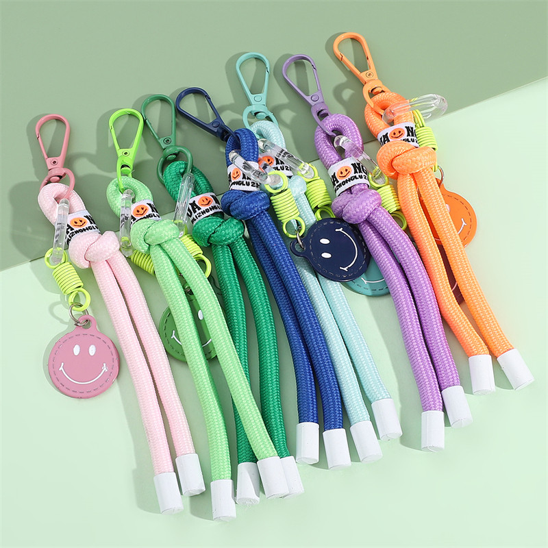 彩色合金尼龙编织嘻哈笑脸钥匙扣DIY手机链小众情侣包挂水壶挂件,节庆用品/礼品,钥匙扣,淘宝优惠券,粉丝福利购,淘宝优惠卷