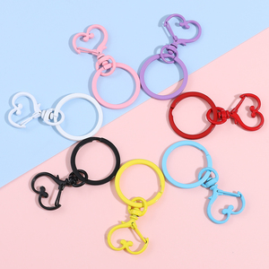 彩色铁质烤漆狗扣钥匙扣 DIY饰品配件心形扣桃心钩扣爱心钥匙扣