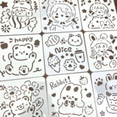 饰画画模版 可爱卡通镂空模板小学生DIY手抄报绘画装 饰手账装 素材