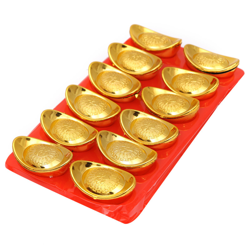 迷你金元宝开业装饰品小号盒装金元宝供财神招财聚财摆件多款可选