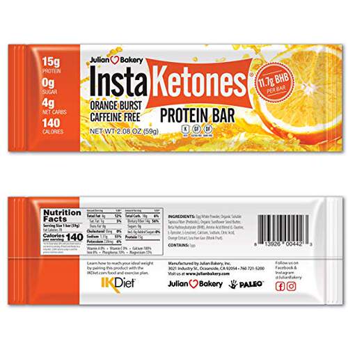 InstaKetones 11.7g GoBHB Per Protein Bar (Orange Burst) (Caf
