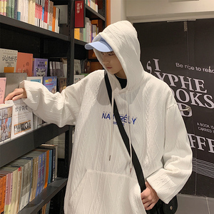 现货~秋装宽松连帽卫衣男式菱形绣花毛衫外套 XZ815-HW01P68图片