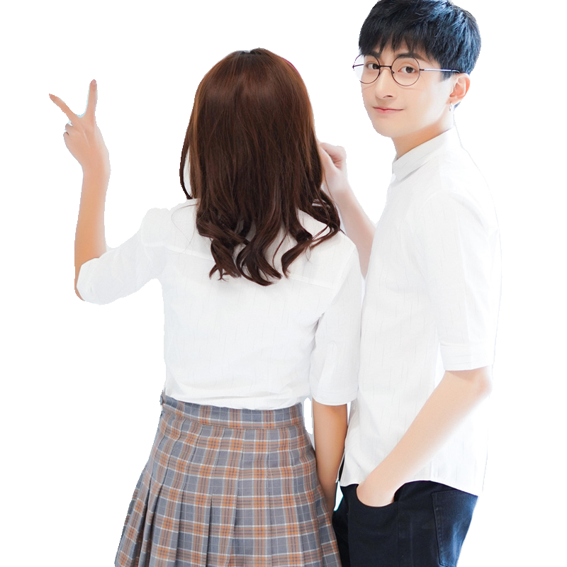 现货~春夏情侣装衬衫中袖条纹五分袖衬衣男女XZ815-Y206P50,男装衬衫,星座716A-1（原星座815）