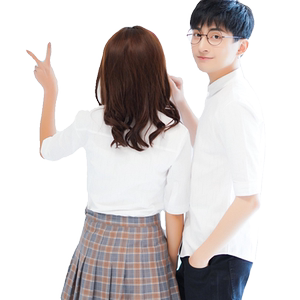 现货~春夏情侣装衬衫中袖条纹五分袖衬衣男女 XZ815-Y206P50图片