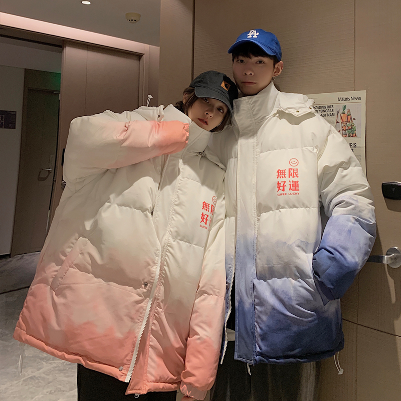 冬装扎染渐变色棉衣宽松港风可脱卸帽棉服加厚外套情侣装MY09P115，男装棉衣，星座716A-1（原星座815）
