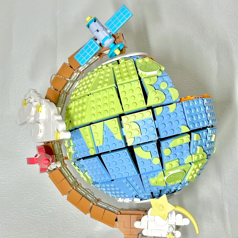 新品~未及科技馆系列地球仪积木立体模型益智拼装玩具桌面摆件