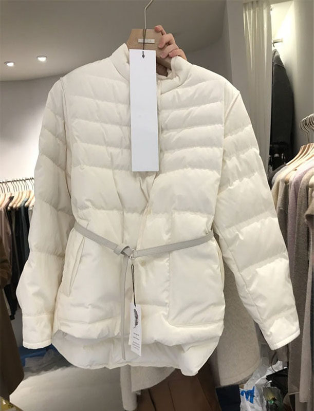 韩国东大门2025秋冬新款小个子立领腰带收腰设计短款羽绒服外套女