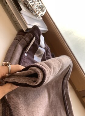 冬天很特别的颜色 烟紫色雪尼尔加厚拖地窄版阔腿长裤秋冬女