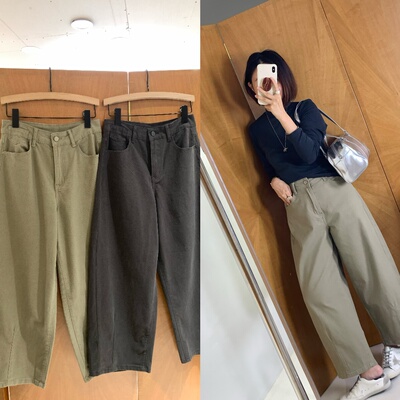 推荐 实物上身超好看秋款棉软设计感立体剪裁棉布牛仔裤弯刀裤新