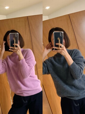 轻！暖！拉毛工艺羊毛羊绒美爆了高端品质纯色半高领圆领纯色毛衣