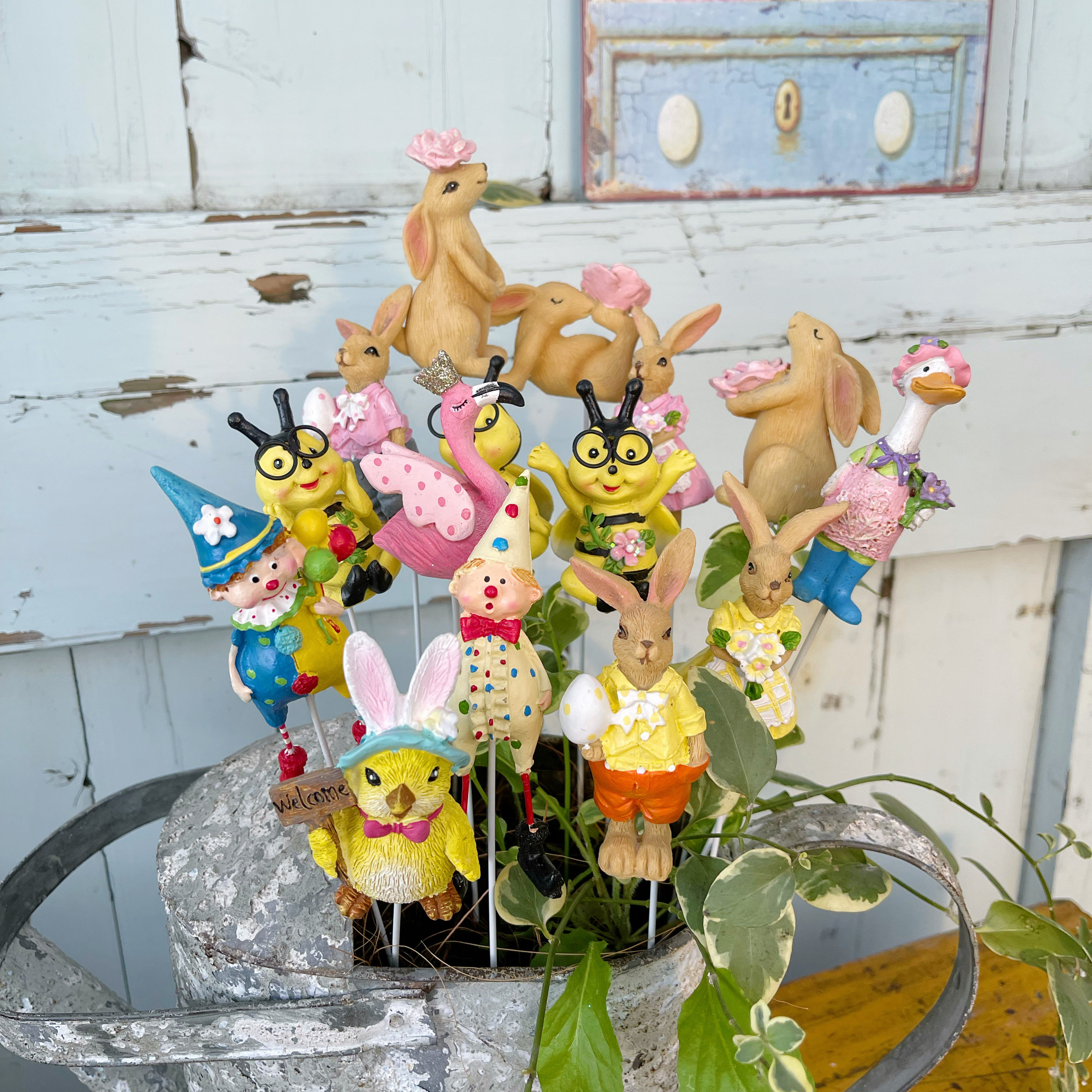 外贸庭院多肉花盆彩绘装饰卡通树脂铁艺花插户外阳台花园插件摆件,家居饰品,装饰摆件,淘宝优惠券,粉丝福利购,淘宝优惠卷