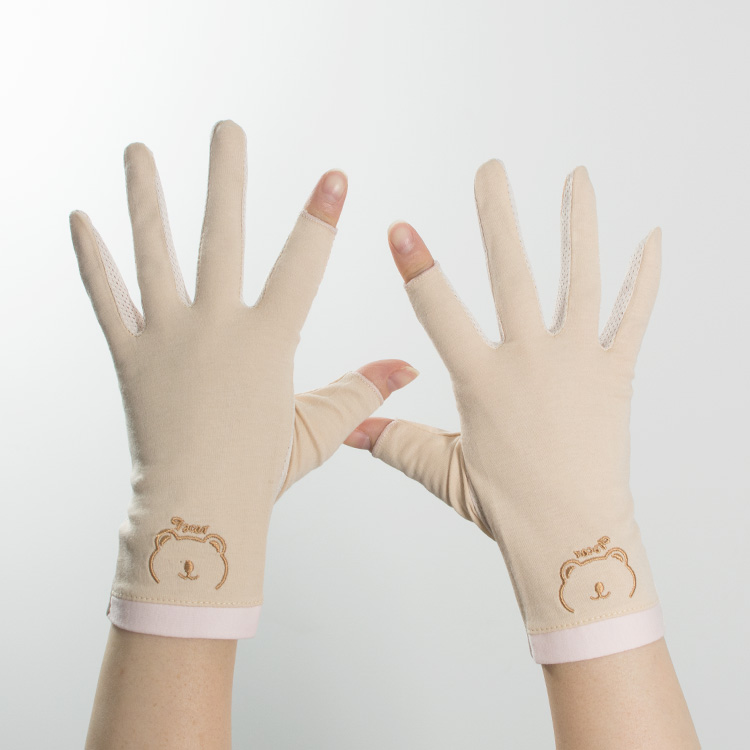 露手指手套女薄款防晒漏两指春秋